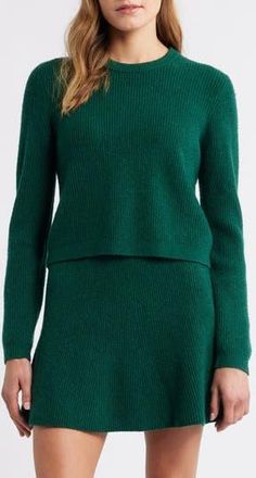 French Connection Vhari Rib Knit Top in 30-Evergreen at Nordstrom Rack, Size X-Large