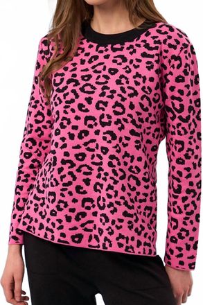 French Kyss Leopard Print Scoop Neck Top In Rose/black