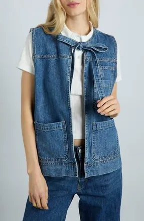 Damson Madder Milly Tie Front Denim Vest in Blue at Nordstrom Rack, Size 12