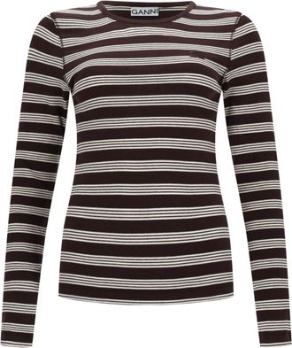 Ganni Multicolor Stripes Crew Neck Sweater