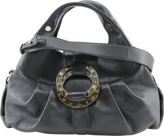 Bulgari Chandra Hobo Leather Black Leather Handbag (Pre-Owned)