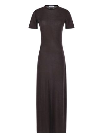 Ferragamo crew-neck short-sleeve maxi dress - Brown