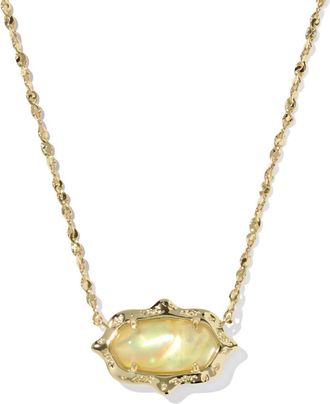 Kendra Scott Womens Elisa Scallop Frame Short Pendant Necklace In Gold / Yellow Iridescent Abalone
