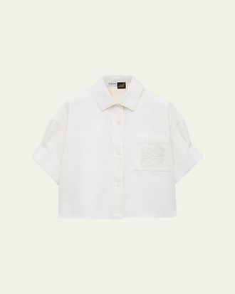 Loewe x Paulas Ibiza Short-Sleeve Denim Boxy Shirt