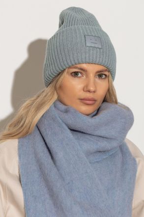 Acne Studios Wool Beanie With Logo, Unisex, Blue