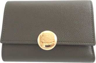 Loewe Khaki Leather Wallet (Tri-Fold) (Pre-Owned)