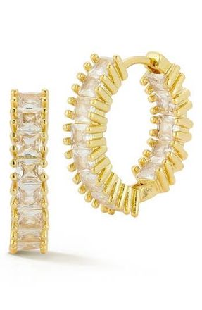 Glaze Jewelry Cubic Zirconia Pav&eacute; Pront Set Hoop Earrings in Gold at Nordstrom Rack