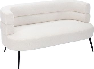 Vente-Unique Sof&aacute; de 2 plazas de tela de rizo blanco CAMEDO