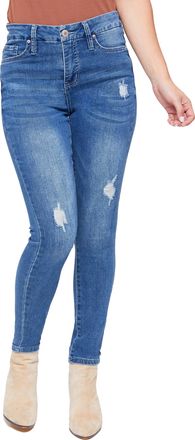 Royalty For Me Womens Curvy Ultra High Rise Skinny Jeans, Indigo Blue Rips, 6