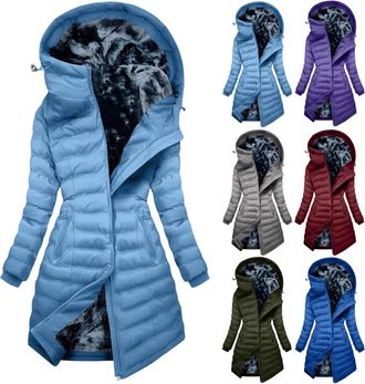 Generic Winter Coats for Women,Quilted Down Long Puffer Parka Coat Fleece Lined Waterproof Jacket Autumn Winter Plus Size Trench Coat Warm Outwear Casual Fash