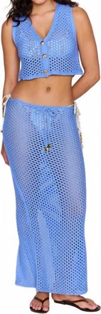 Minkpink Balmy Crochet Hipster Midi Skirt In Blue