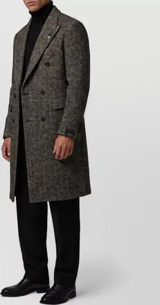 Tagliatore wool blend herringbone double-breasted coat