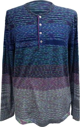 Missoni Knitted Half-Buttoned Long Sleeve Top in Multicolor Cotton