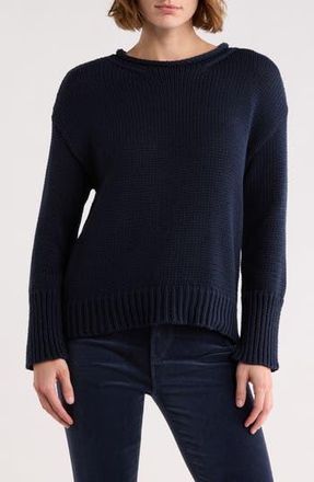 Elie Tahari Rolled Neck Cotton Sweater in Navy at Nordstrom Rack, Size X-Small