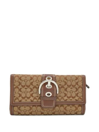 Coach pre-owned buckled canvas wallet - Brown