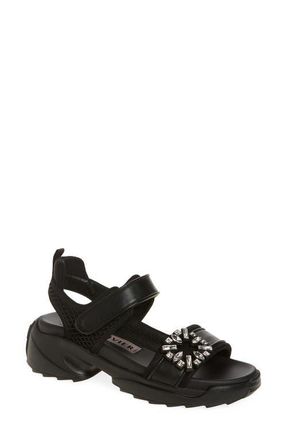 Roger Vivier Viv on the Run Sandal in Nero at Nordstrom, Size 9.5Us