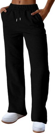 Generic Sweatpants Womens Straight Wide Leg Joggers Fleece Lined Jogging Bottoms Ladies Baggy Loose Athletic Trousers Elastic Waist Casual Sweat Pants Open He