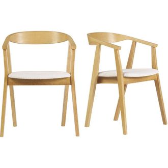 Miliboo Sedie scandinave in legno chiaro e tessuto effetto lana boucl&eacute; bianco (lotto di 2) BAHIA
