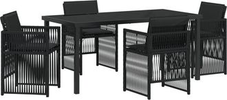 vidaXL Conjunto De Comedor De Jard&iacute;n 5 Pcs Negro Polirat&aacute;n Vidaxl