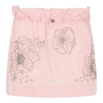 Des_Phemmes Short Skirts, female, Pink, Size: 2XS Mini Skirt with Drawstring and Rhinestones