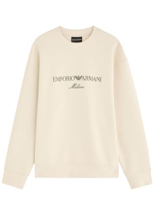 Emporio Armani Logo-embroidered Cotton-blend Sweatshirt - Cream - Xxl