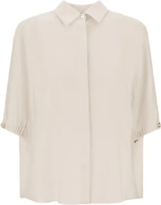 Herno Fluid Weave Linen Blend Shirt With Unique Gathered Cuffs