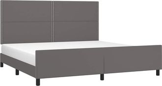 vidaXL Vidaxl - Estructura De Cama Sin Colch&oacute;n Cuero Sint&eacute;tico Gris 200x200 Cm
