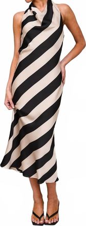 Le Lis Blanc Deux The Halter Cowl Neck Midi Dress In Black & White