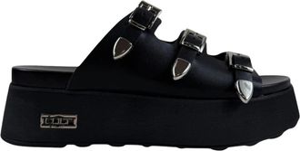 Cult Janis 4739 Sandaal - Dames - Sleehakken - Zwart - 40 EU - Leer - Schoenen