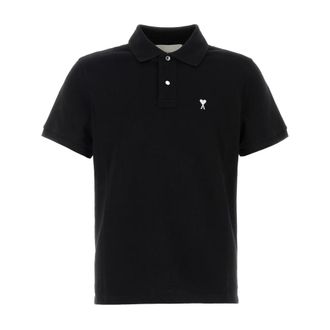 Ami Polo Shirts, male, Black, Size: 2XL AMI DE Coeur Polo Shirt