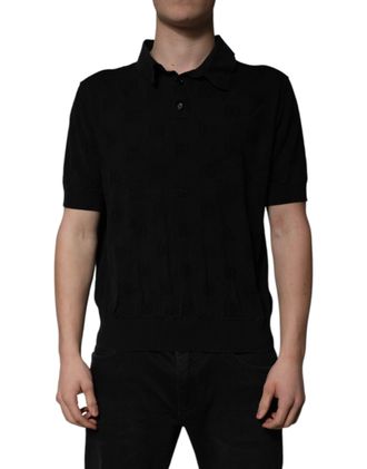 Dolce & Gabbana Black Silk Collared Polo Mens T-shirt (Pre-Owned)