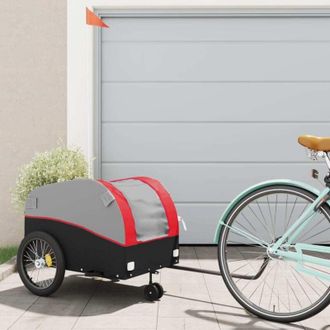 vidaXL Vidaxl - Remolque Para Bicicleta Hierro Negro Y Rojo 45 Kg