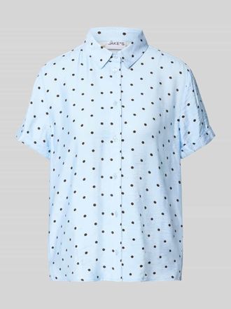 Jake*s Casual Regular Fit Bluse aus Viskose-Mix im Allover-Look in Hellblau, Gr&ouml;&szlig;e 34