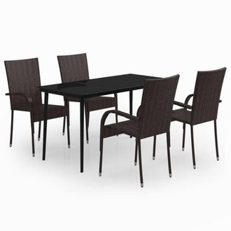 Berkfield Home 5 Piece Garden Dining Set Brown & Black