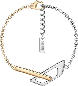 Diesel Two-Tone Logo Chain Bracelet in Two Tone at Nordstrom