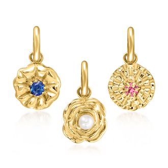 RS Pure by Ross-Simons Birthstone Flower Charm in 14kt Yellow Gold