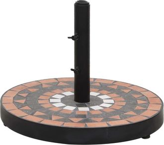 vidaXL Base De Sombrilla Redonda Color Terracota Y Blanco 12 Kg Vidaxl