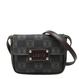 Loewe Pre-owned Anagram PVC schoudertas - Dames - Vintage Mini Tas - Bruin - ONE Size - Vintage