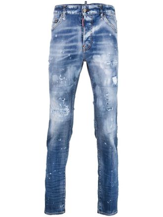 Dsquared2 Dan ripped slim-fit jeans - men - Polyester/Polyester/Cotton/Spandex/Elastane/Cotton - 54 - Blue