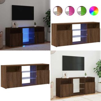 vidaXL Mobile Porta TV con Luci LED Rovere Marrone 120x30x50 cm - TV stand con luci RGB - Mobile TV Rovere Marrone