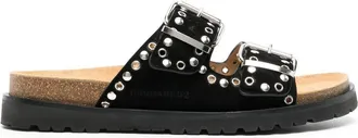 Dsquared2 double-buckle suede sandals - men - Calf Leather/Rubber/Calf Suede - 41.5 - Black