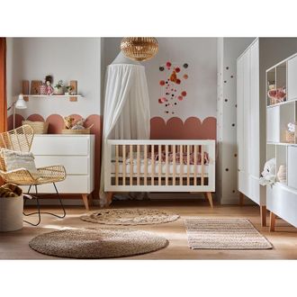 OEM Chambre Compl&egrave;te Lit &Eacute;volutif 60x120 Commode &Agrave; Langer Et Armoire 3 Portes Pinio Swing - Blanc Et Bois