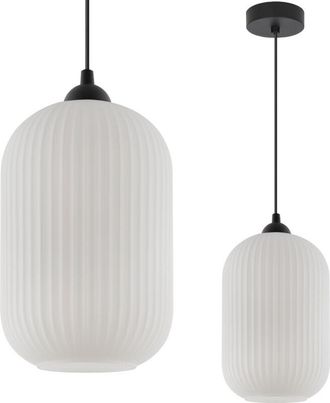 OEM L&aacute;mpara Colgante Riffle Negra 1 Pantalla Plana Blanca Cilindro Grande E27