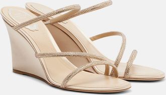 Rene Caovilla Crystal-embellished satin wedges