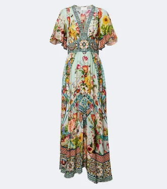 Camilla Embellished floral silk maxi dress