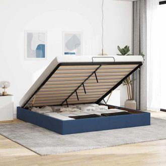 vidaXL Struttura Letto Pouf senza Materasso Blu 180x200cm in Tessuto - Vidaxl