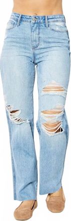 Judy Blue Rigid Magic 90s Destroy Straight Jean In Blue