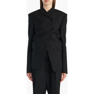Khaite Rolo Double Breasted Wool & Silk Jacket in Black at Nordstrom, Size 6
