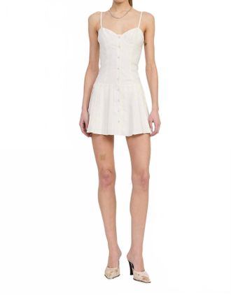 Emory Park Spaghetti Strap Pleated Mini Dress In White