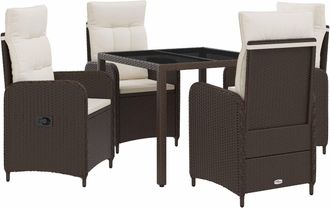 vidaXL Juego De Comedor Para Exteriores 5 Uds. Marr&oacute;n Y Crema Blanca Vidaxl